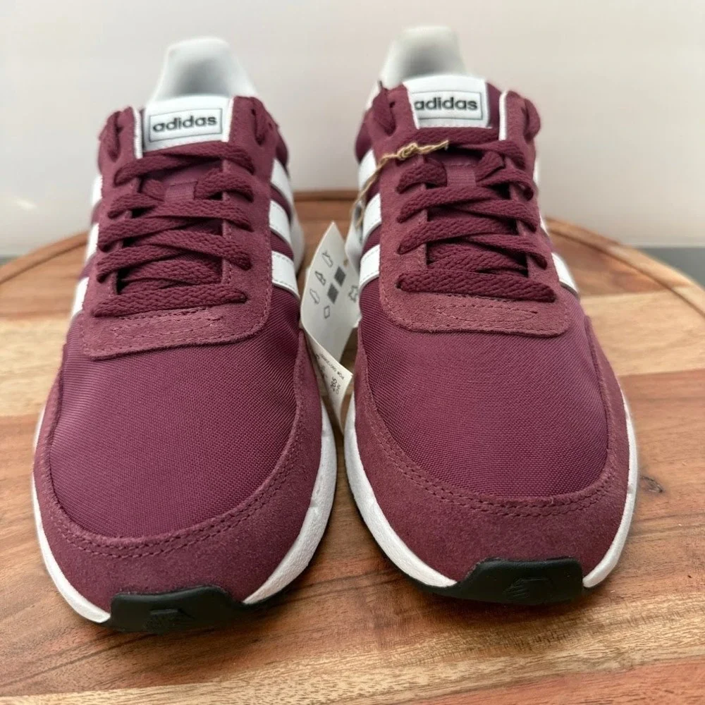 Adidas Run 60s 2.0 Mens Size 9 Burgundy White Retro Running Sneakers H00355 NWOB